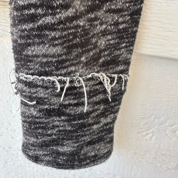 Free People Sz S/P Denim Jacket Hooded Black Button Front Manufactured Distress - Picture 5 of 14